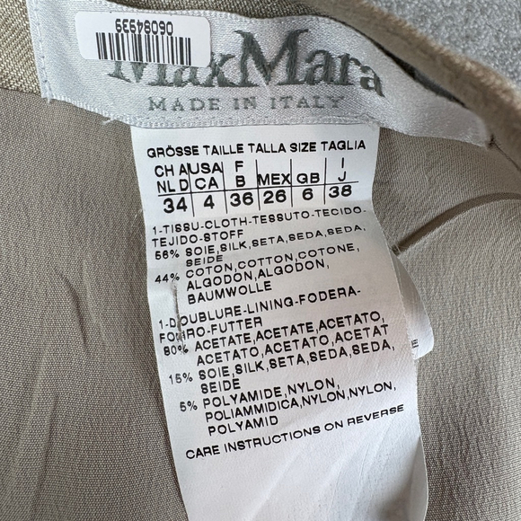 MaxMara Italy Champagne Gold Silk Blend V-Neck Sleeveless Gathered Dress Size 4 - Picture 10 of 12